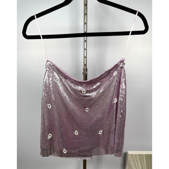 Retrofete Malta Chainmail Crystal Embellished Purple Mini Skirt Sz XS - Picture 7 of 12